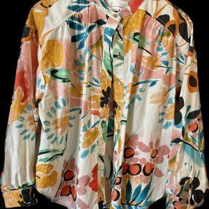 NWT Anthropologie Crisanta Poplin Button Down Top Extra-Small XS